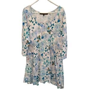 French Bazaar Women's Floral Printed Rhinestones Babydoll Style T Shirt Top L